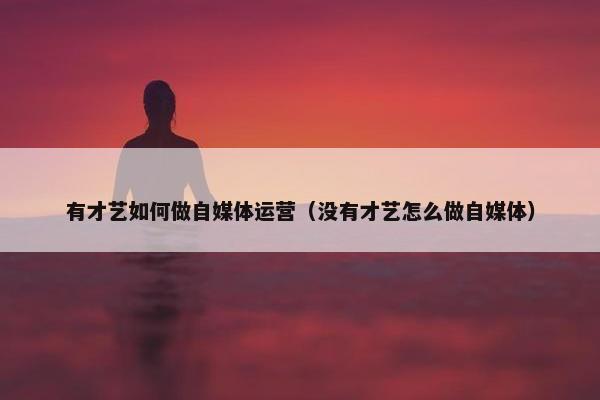 有才艺如何做自媒体运营（没有才艺怎么做自媒体）