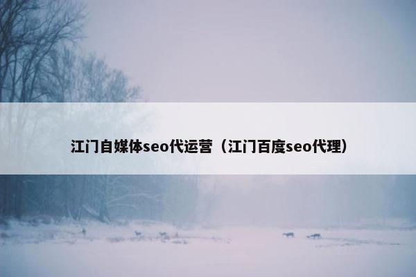 江门自媒体seo代运营（江门百度seo代理）