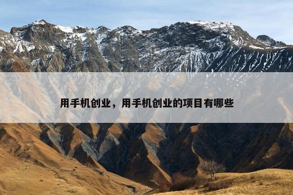 用手机创业，用手机创业的项目有哪些