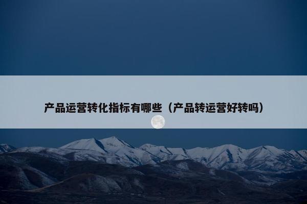 产品运营转化指标有哪些（产品转运营好转吗）