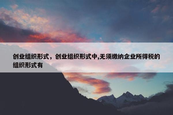 创业组织形式，创业组织形式中,无须缴纳企业所得税的组织形式有