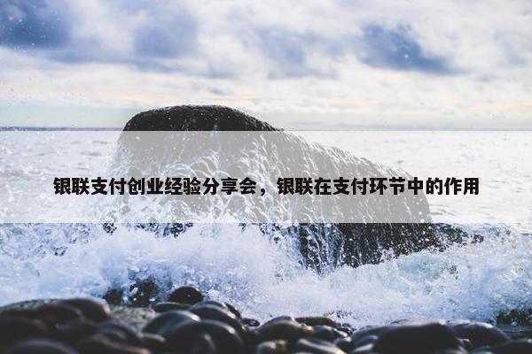 银联支付创业经验分享会，银联在支付环节中的作用