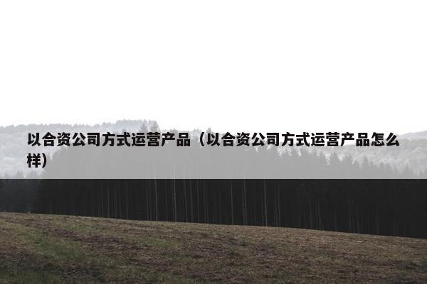 以合资公司方式运营产品（以合资公司方式运营产品怎么样）