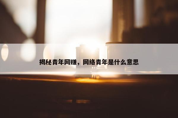 揭秘青年网赚，网络青年是什么意思