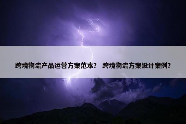 跨境物流产品运营方案范本？ 跨境物流方案设计案例？