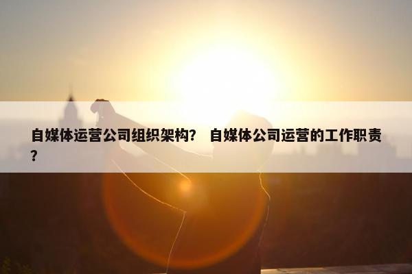 自媒体运营公司组织架构？ 自媒体公司运营的工作职责？