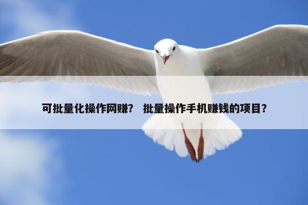 可批量化操作网赚？ 批量操作手机赚钱的项目？