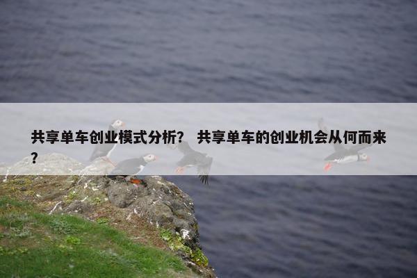 共享单车创业模式分析？ 共享单车的创业机会从何而来？