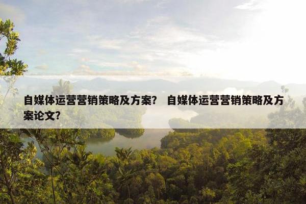 自媒体运营营销策略及方案？ 自媒体运营营销策略及方案论文？