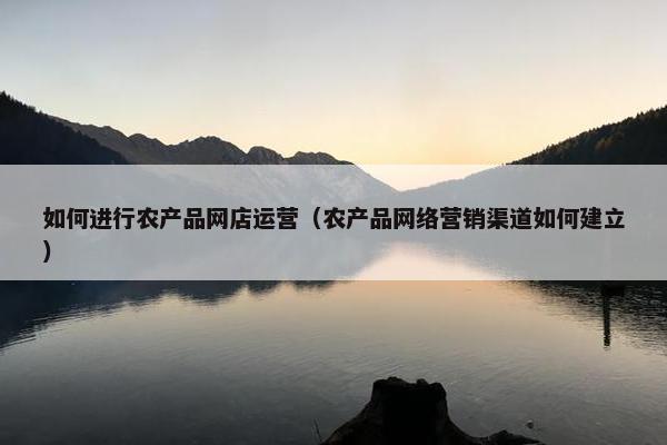 如何进行农产品网店运营（农产品网络营销渠道如何建立）