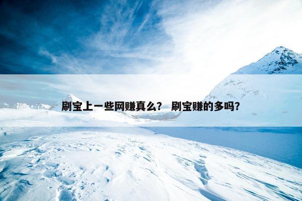 刷宝上一些网赚真么？ 刷宝赚的多吗？