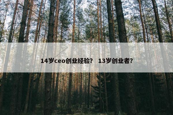 14岁ceo创业经验？ 13岁创业者？