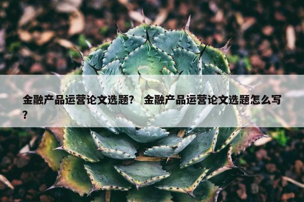金融产品运营论文选题？ 金融产品运营论文选题怎么写？