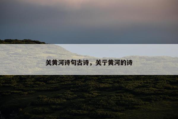 关黄河诗句古诗，关亍黄河的诗