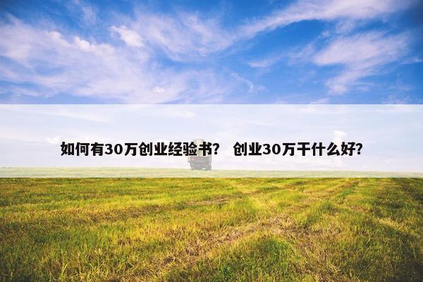 如何有30万创业经验书？ 创业30万干什么好？