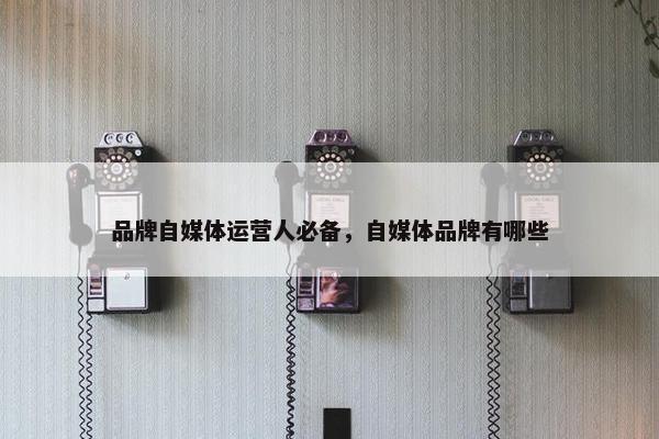 品牌自媒体运营人必备，自媒体品牌有哪些