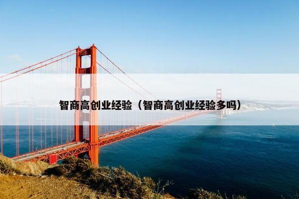 智商高创业经验（智商高创业经验多吗）