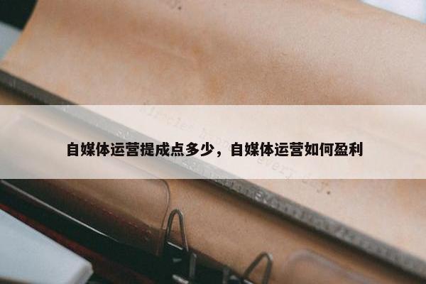 自媒体运营提成点多少，自媒体运营如何盈利