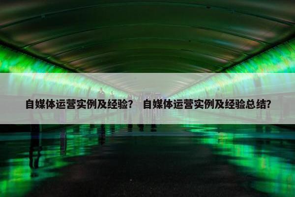 自媒体运营实例及经验？ 自媒体运营实例及经验总结？