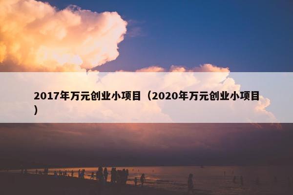 2017年万元创业小项目（2020年万元创业小项目）