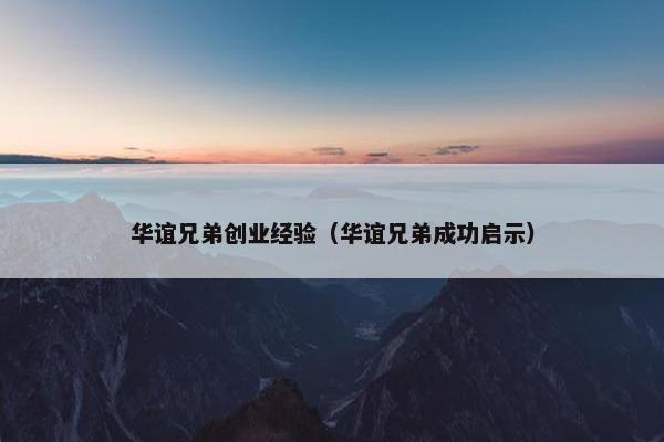 华谊兄弟创业经验（华谊兄弟成功启示）