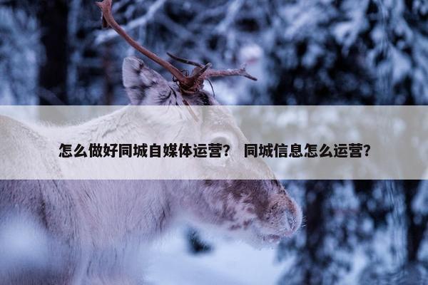 怎么做好同城自媒体运营？ 同城信息怎么运营？