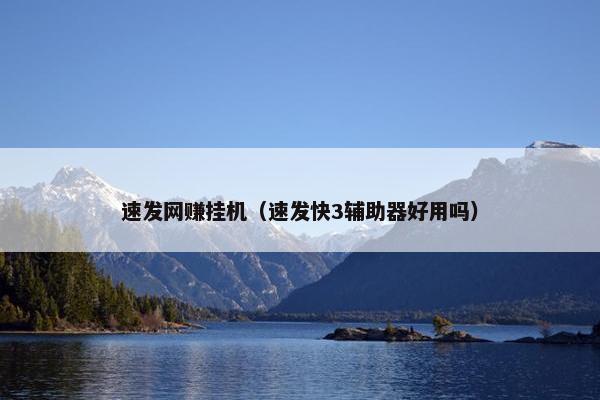 速发网赚挂机（速发快3辅助器好用吗）