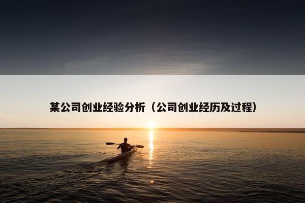 某公司创业经验分析（公司创业经历及过程）