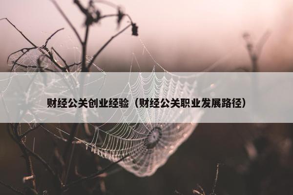 财经公关创业经验（财经公关职业发展路径）