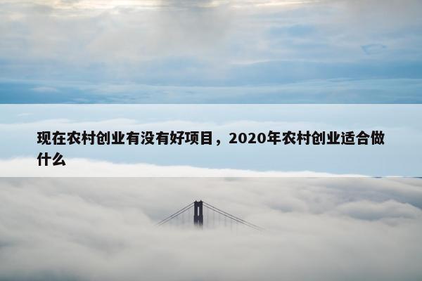 现在农村创业有没有好项目，2020年农村创业适合做什么