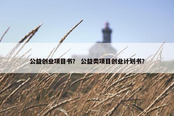 公益创业项目书？ 公益类项目创业计划书？