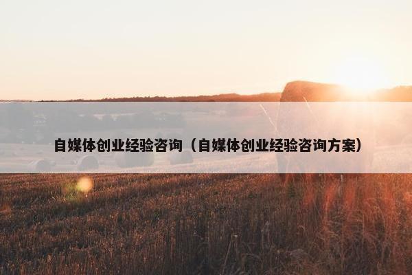 自媒体创业经验咨询（自媒体创业经验咨询方案）
