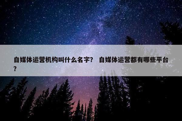 自媒体运营机构叫什么名字？ 自媒体运营都有哪些平台？