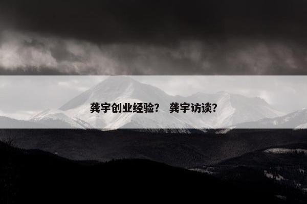 龚宇创业经验？ 龚宇访谈？