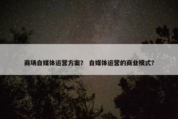 商场自媒体运营方案？ 自媒体运营的商业模式？