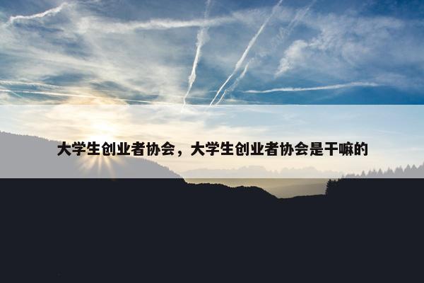 大学生创业者协会，大学生创业者协会是干嘛的