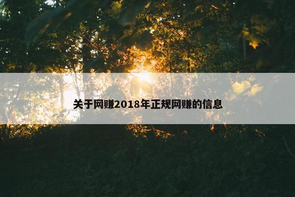 关于网赚2018年正规网赚的信息