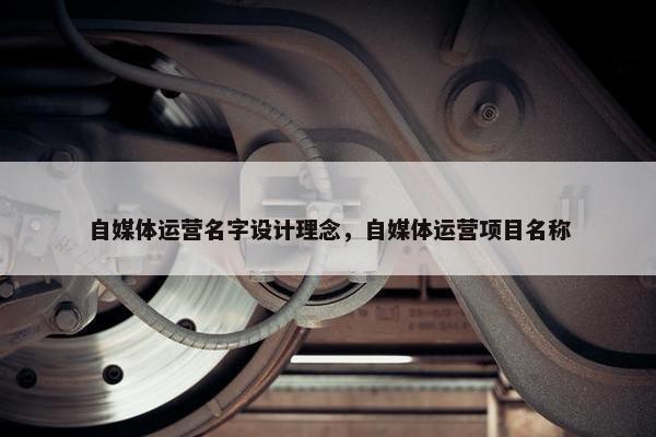 自媒体运营名字设计理念，自媒体运营项目名称