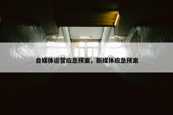 自媒体运营应急预案，新媒体应急预案