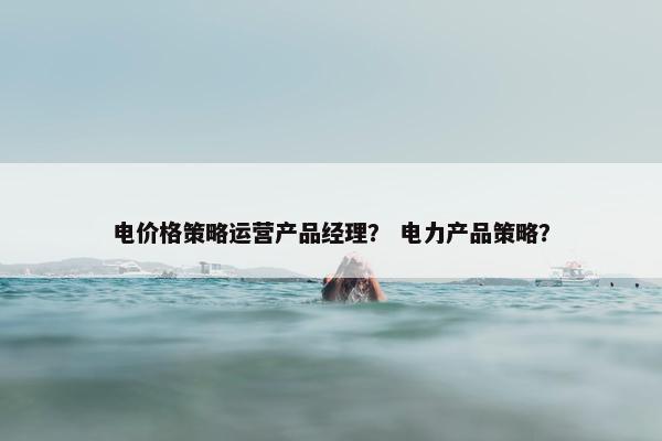电价格策略运营产品经理？ 电力产品策略？