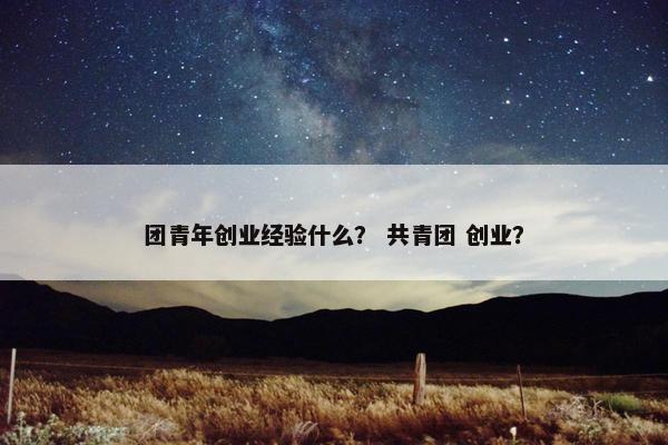 团青年创业经验什么？ 共青团 创业？