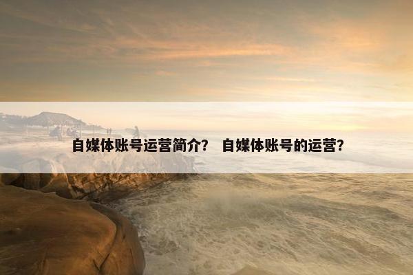 自媒体账号运营简介？ 自媒体账号的运营？