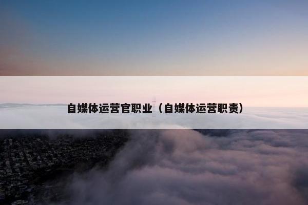 自媒体运营官职业（自媒体运营职责）