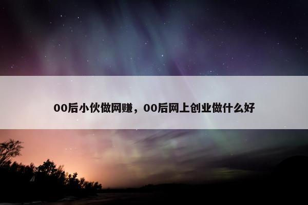 00后小伙做网赚，00后网上创业做什么好