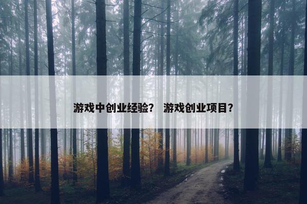 游戏中创业经验？ 游戏创业项目？