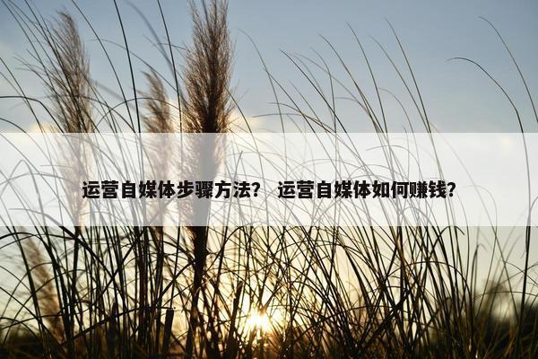 运营自媒体步骤方法？ 运营自媒体如何赚钱？