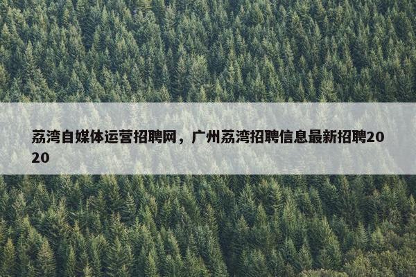 荔湾自媒体运营招聘网，广州荔湾招聘信息最新招聘2020