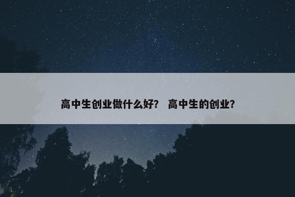 高中生创业做什么好? 高中生的创业?