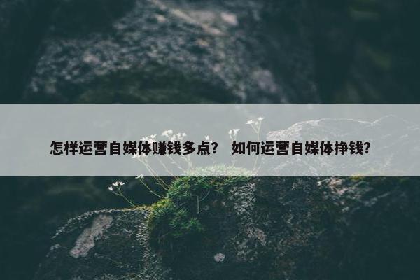 怎样运营自媒体赚钱多点？ 如何运营自媒体挣钱？