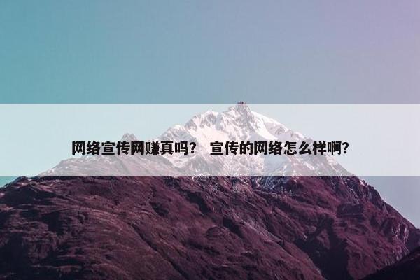 网络宣传网赚真吗？ 宣传的网络怎么样啊？